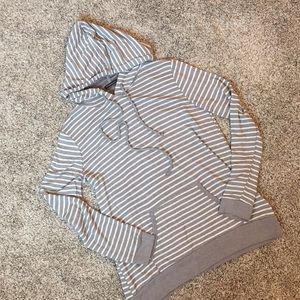 Grey & White Stripe Hoodie